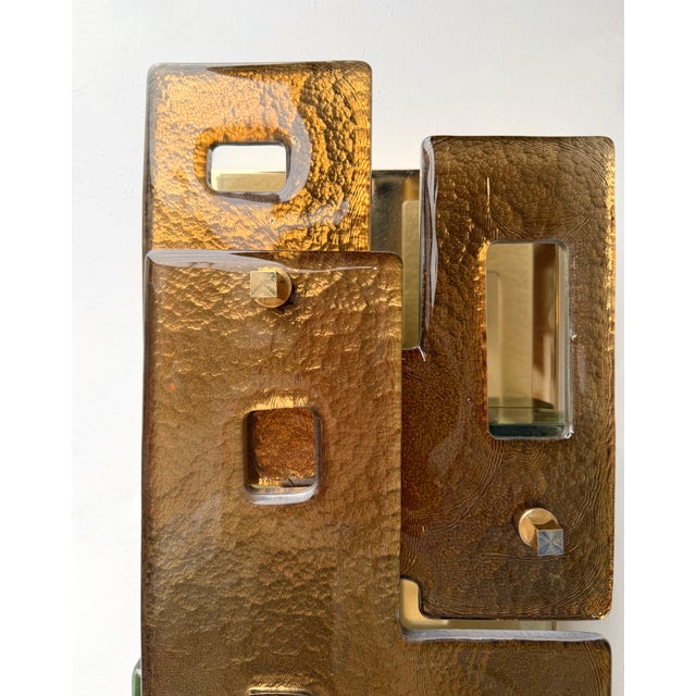 Contemporary Pair of Geometry Cola Murano Glass and Brass Sconces, Italy For Sale - Image 9 of 12