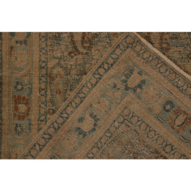 Beige Hand-Knotted Antique Khorassan Persian Rug, Beige-Brown and Blue Paisley Pattern For Sale - Image 8 of 9