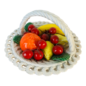 Vintage Italian Ceramic Decorative Fruit Basket