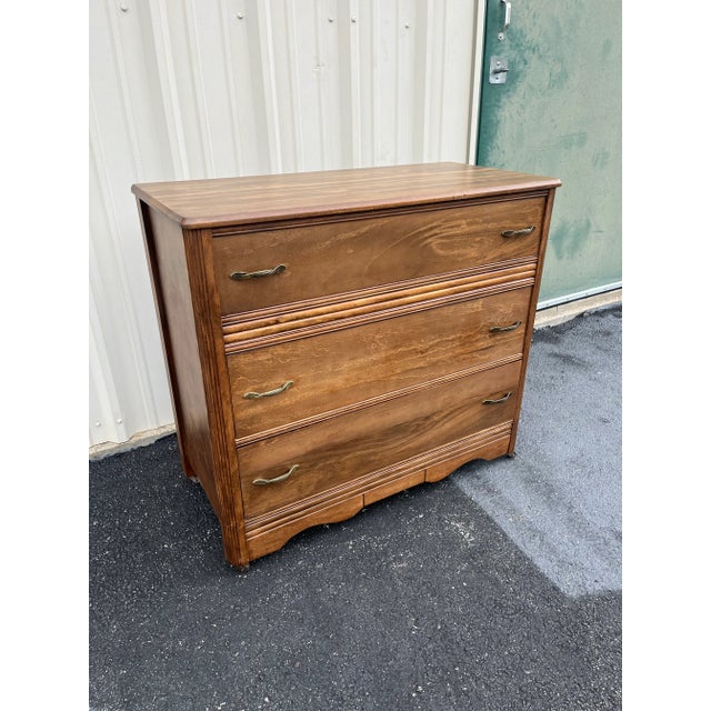 Traditional Style Walnut 3- Drawer Chest of Drawers For Sale - Image 9 of 12