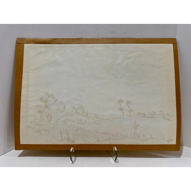 1940s 1940s Henry Emil Salloch Original Watercolor on Paper Pastoral Barn Landscape. For Sale - Image 5 of 6