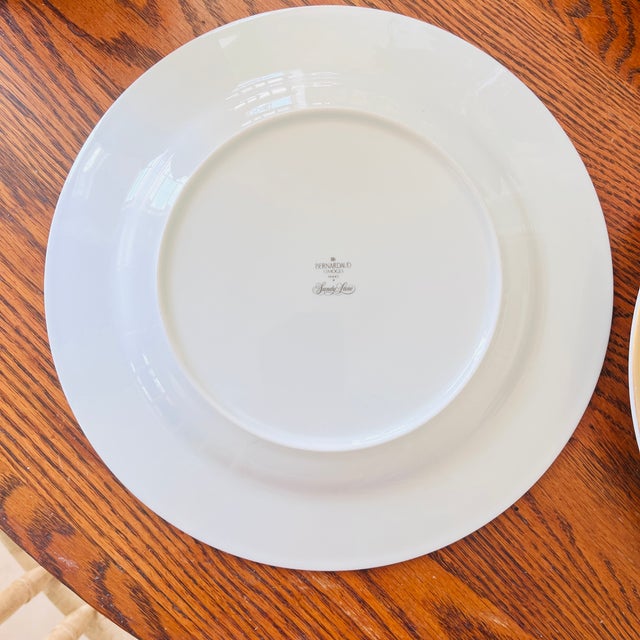 Bernardaud 1990s Bernardaud Neoclassical Limoges "Sandy Lane" 12" Charger Plates French Luxury Porcelain With Gold Trim - a Pair For Sale - Image 4 of 7