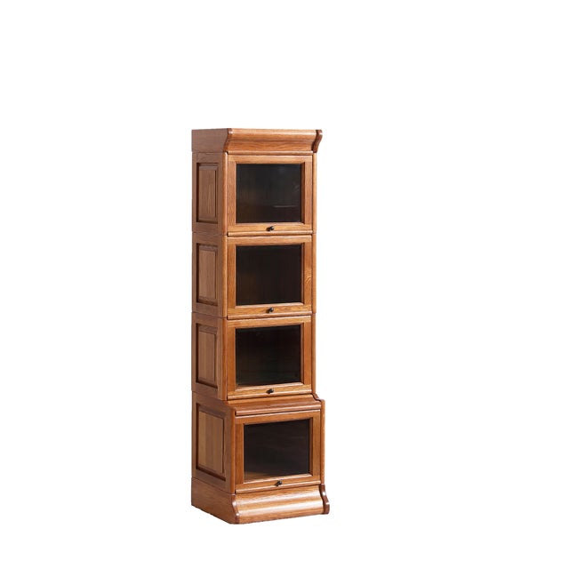 Mission Narrow Barrister Bookcase - Beveled Glass - Walnut Stain For Sale - Image 14 of 17