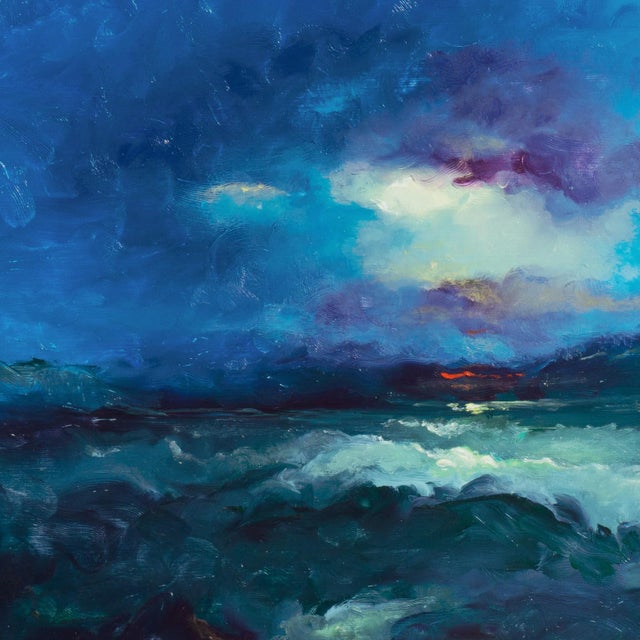 'Sunset, San Francisco Bay' by Victor Papkov, 1988; Impressionist Seascape For Sale - Image 4 of 9