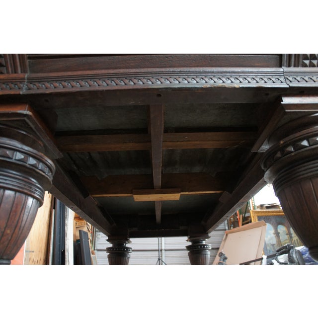 Antique 1890s Brunswick Balke Collender Jacobean Oak Union League Pool Table For Sale - Image 9 of 18