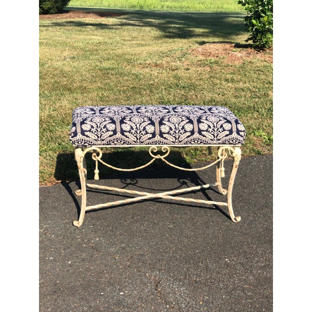 Vintage Mid Century French Painted Steel Tassel Bench For Sale - Image 11 of 11
