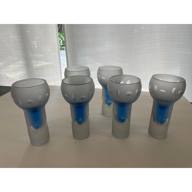 Set of 6 Blue Murano Glasses by Arnolfo Di Cambio C 1970s For Sale - Image 11 of 12