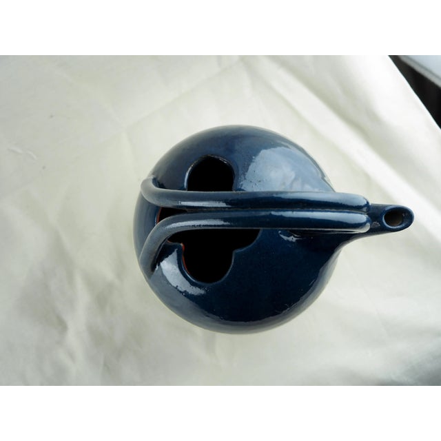 Blue Early 20th French Folk Art Deco Paul Jacquet Spotted Deco Jug For Sale - Image 8 of 11