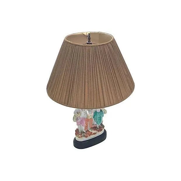 Antique; 19th century, Jack and Jill, English, Staffordshire, spill vase, table lamp. A spill vase converted into a lamp...