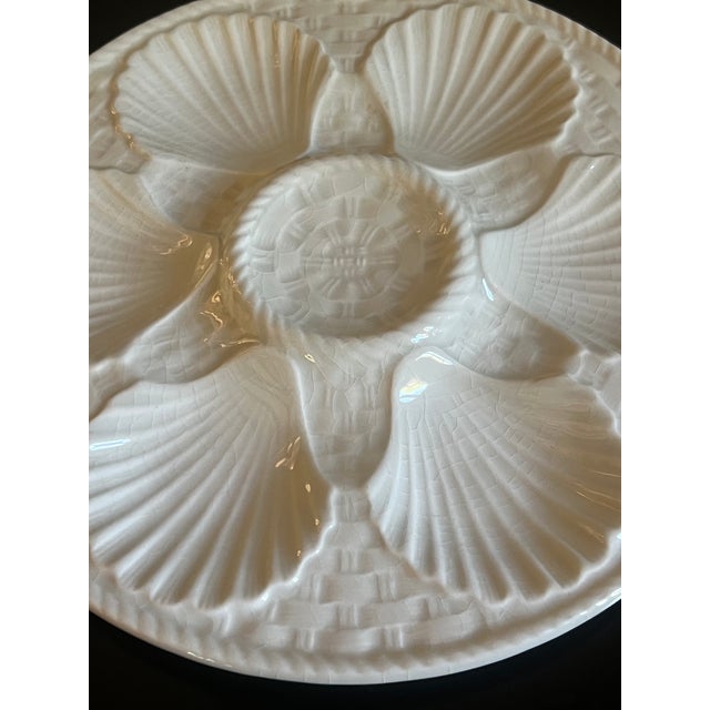 Ceramic Vintage French Longchamp White Oyster Plate For Sale - Image 7 of 11