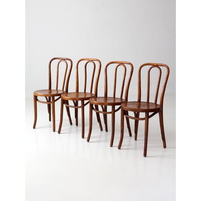 Set of Four Antique Great Northern Bentwood Dining Chairs For Sale - Image 4 of 15