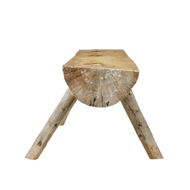 1950s Scandinavian Handmade Log Benches, 1950, Set of 2 For Sale - Image 5 of 13