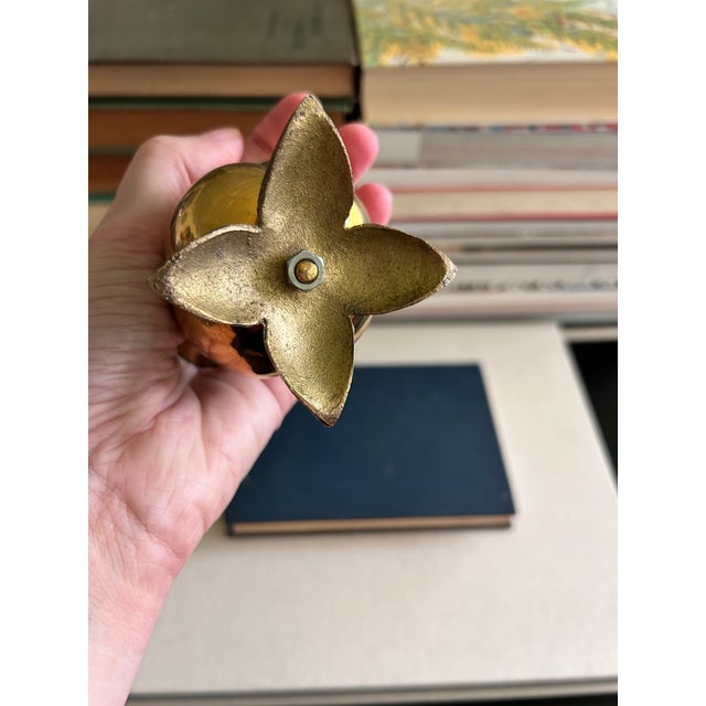 Brass Vintage Solid Brass Flower Match Holder and Toothpick Cup For Sale - Image 8 of 12