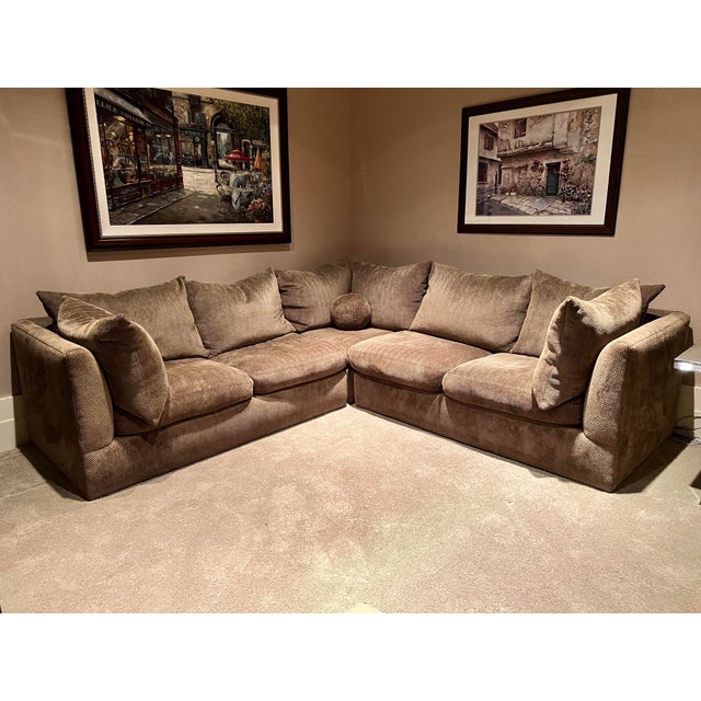 21st Century Transitional Sectional Sofa by Kreiss in Designer Herringbone Fabric Chairish