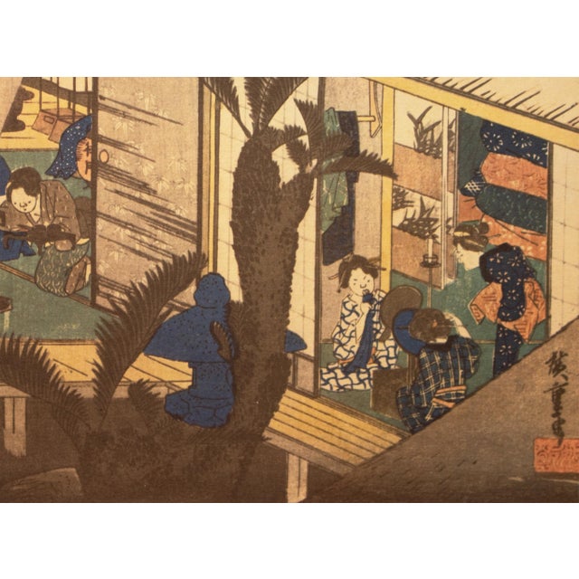 1960 After Hiroshige "The 53 Stations of Tokaido Road: 36th Station" French Ukiyo-E Print For Sale - Image 9 of 10