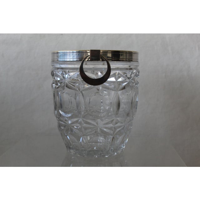 1960s French Silver Plated & Cut Glass Champagne Ice Bucket Hoop Handles For Sale - Image 5 of 9