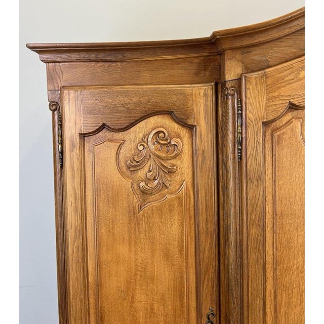 Vintage French Louis XVI Style Oak 4-Door Armoire For Sale - Image 5 of 11