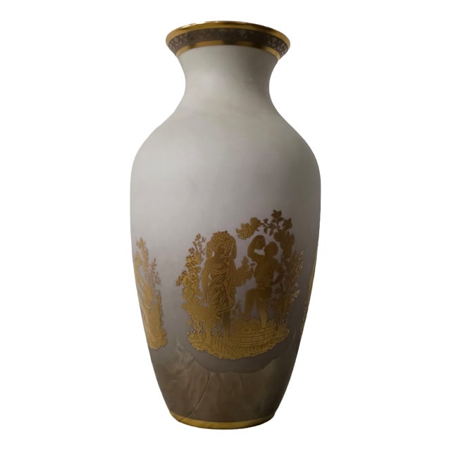 Porcelain Vase with Pure Gold from Longo, 1960s For Sale