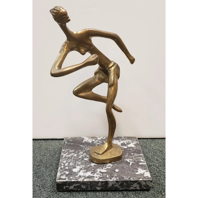 1930's Art Deco After Franz Hagenauer African Woman Running Gilt Bronze Sculpture on Marble Base For Sale In New Orleans - Image 6 of 6