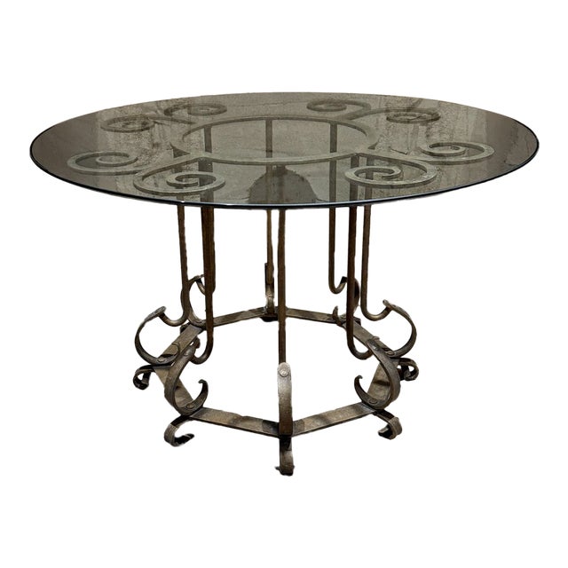 1960s Sculptural Forged Iron Gilt Patio Table For Sale