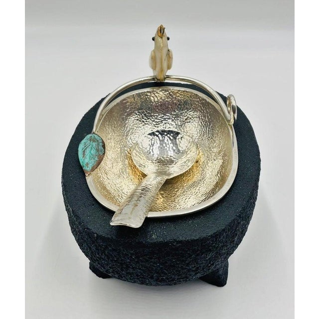 Silver Emilia Castillo Cockatoo Silver Bowl With Volcanic Rock Base, 1980s For Sale - Image 8 of 18