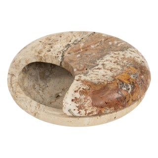 Mid-Century Modern Round Vide-Poche in Travertine from Fratelli Mannelli, Italy, 1970s For Sale