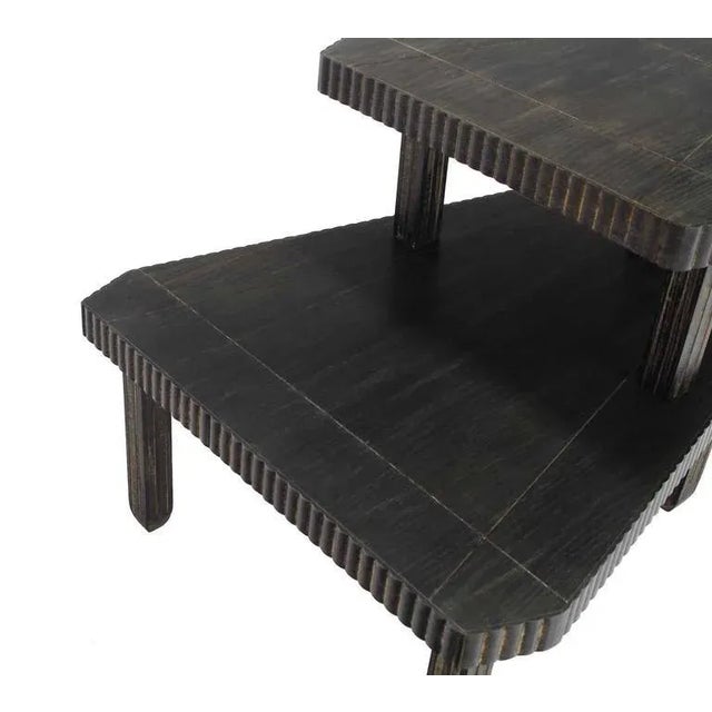 Wood Mid-Century Modern Cerused Finish Step End Tables - Set of 2 For Sale - Image 7 of 10