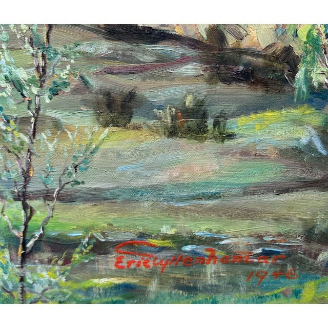 Transitional Swedish Landscape by the Sea Oil Painting For Sale - Image 3 of 4