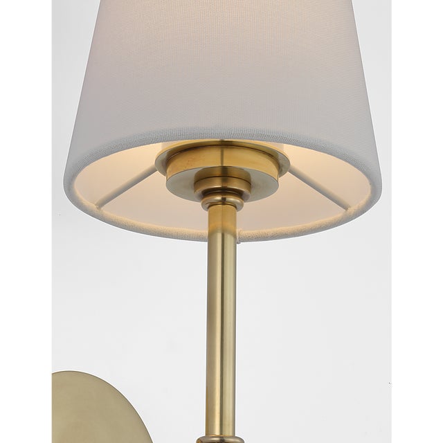 Suzanne Kasler for Visual Comfort Signature Camille 20" Cordless Sconce in Hand-Rubbed Antique Brass with Linen Shade For Sale - Image 10 of 14