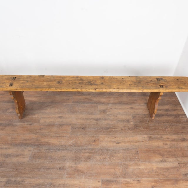 Rustic European Early 20th Century Rustic Pine Plank Narrow Bench For Sale - Image 3 of 14