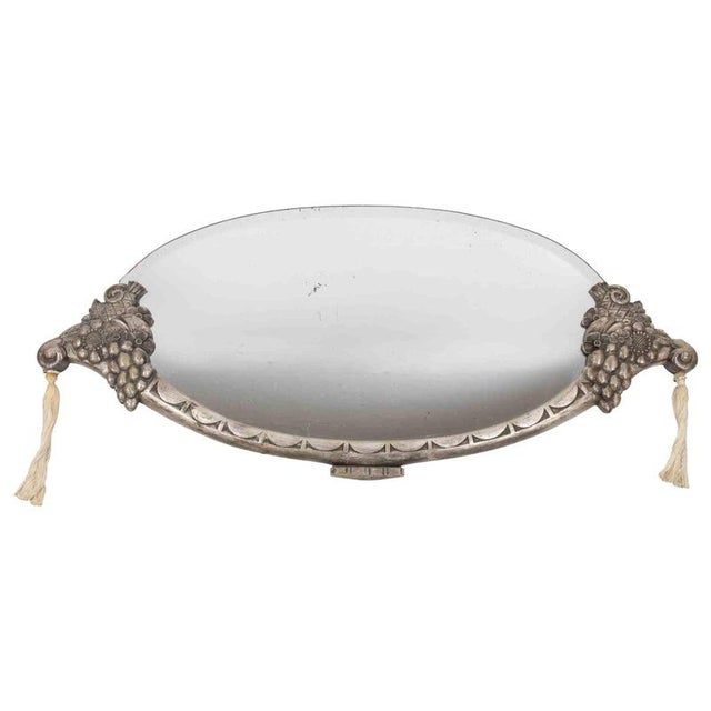 Metal Vintage Jugendstil Wall Mirror in Metal and Glass, Early 20th Century For Sale - Image 7 of 7