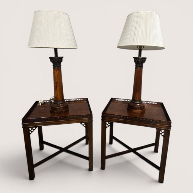 Large Corinthian Oak Lamps, 1920, Set of 2 For Sale - Image 10 of 10
