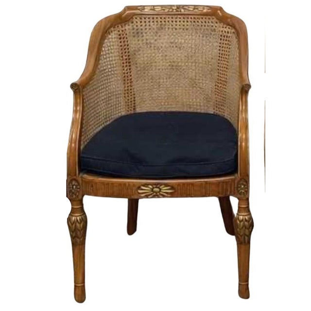 Wood Antique Satinwood Gilt Bergère Tub Chair, 1800s For Sale - Image 7 of 7