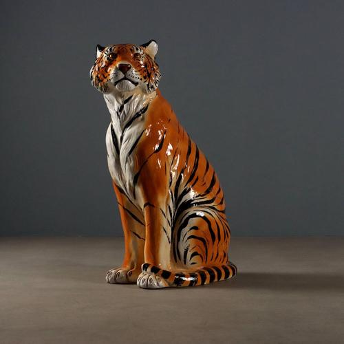 Red Italian Tiger Sculpture in Ceramic For Sale - Image 8 of 8