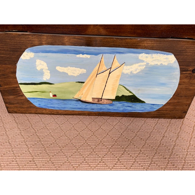 Folk Art Hand Made, Hand Painted Sea Chest For Sale - Image 3 of 4