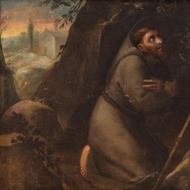 Italian Artist, Saint Francis, 1720, Oil on Canvas, Framed For Sale - Image 6 of 16