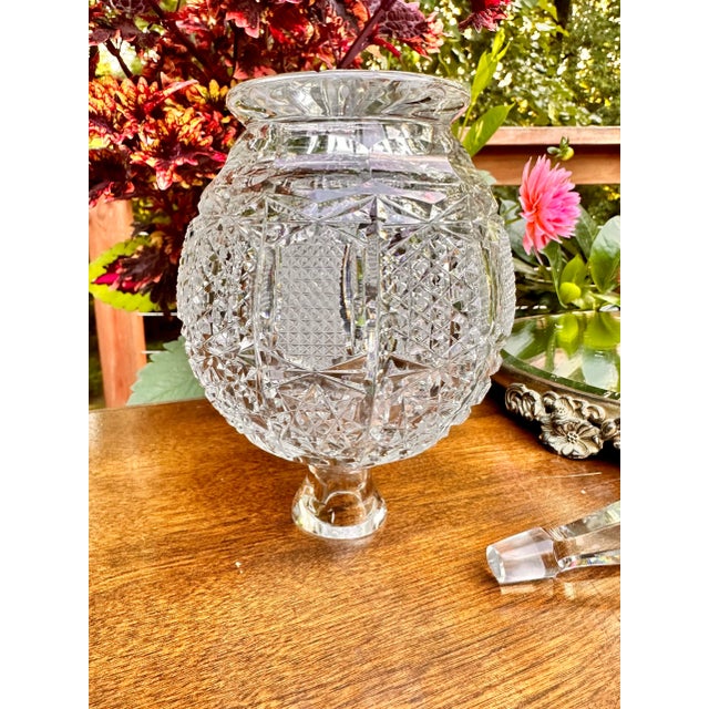Crystal Round Cut Glass Decanter For Sale - Image 6 of 8