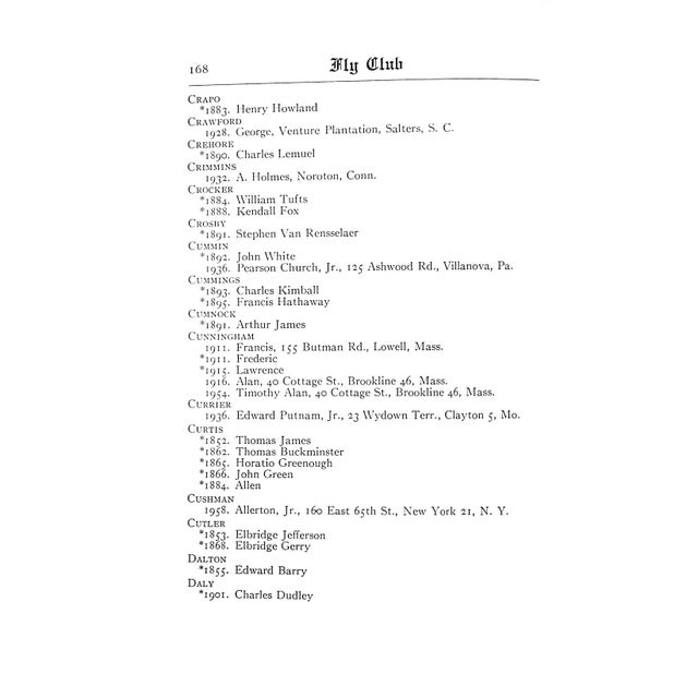 [213] pp. Privately Printed for The Club 1959 8 1/2" x 5 3/4" The Fly Club is a final club, traditionally "punching"...