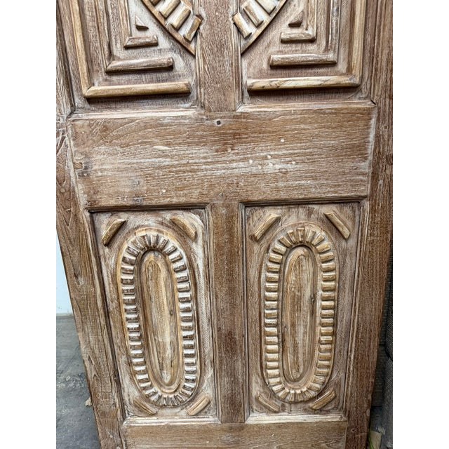 Mid-Century Modern Antique Hand-Carved Entry Double Doors for Interior or Exterior Use 80x30 For Sale - Image 3 of 7