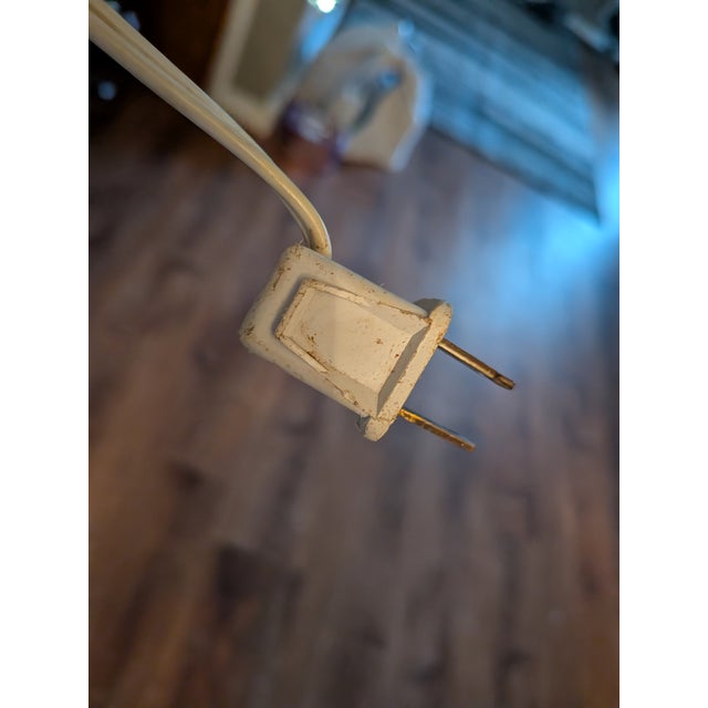 Vintage White Wood Wicker Floor Lamp For Sale - Image 10 of 12