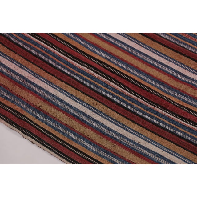 Tribal Vintage Persian Kilim, Square Rug With Rich All Over Stripes - Rug & Kilim For Sale - Image 3 of 8