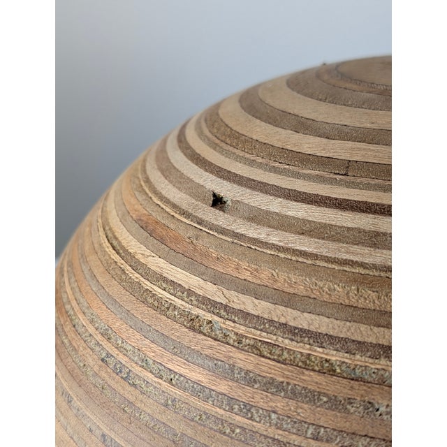 Large Sphere Lamps in Laminated Wood, 1960s, Set of 2 For Sale - Image 9 of 12