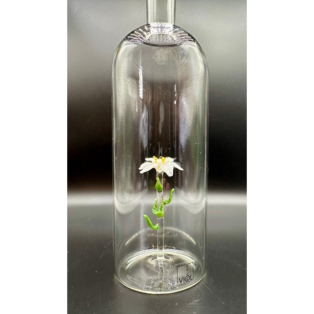 Mid-Century Modern Rare Vintage Viol Glas German Art Glass Edelweiss Bottle / Decanter For Sale - Image 3 of 12