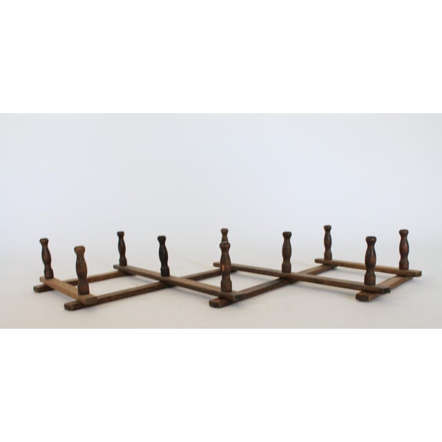 Farmhouse Vintage Wood Accordion-Style Wall Hat Rack For Sale - Image 3 of 8