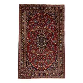 Hand-Knotted Middle Eastern Keshan Rug in Sheep's Wool For Sale