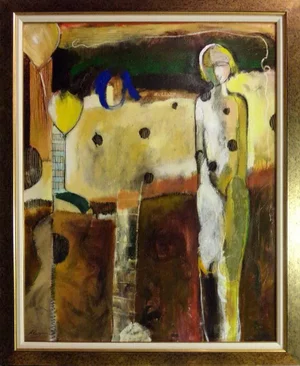 "Smiling Dalmatian" Helen Zarin Oil Painting on Canvas, Framed