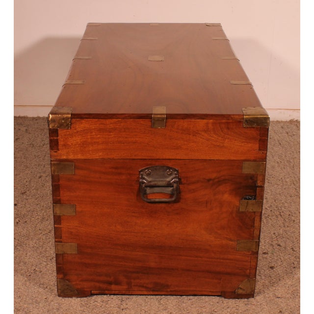 Camphor Wood Marine Chest with Double Locks and Camphor Wood Top, 19th Century For Sale - Image 15 of 16
