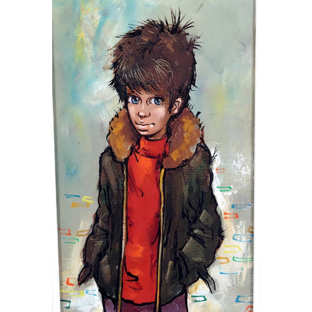 Oil painting on canvas, little boy, antonio collado gonzalez, circa 1970 dive into the artistic world of antonio collado...