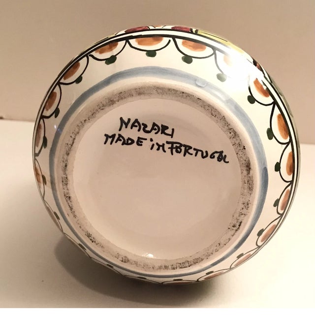 Vintage Hand Painted Portugal Nazari 9” Ceramic Vase For Sale - Image 4 of 7