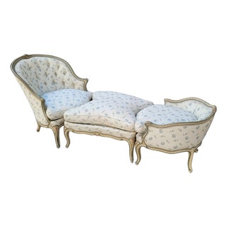 Napoleon III Chaise Longue or Duchesse in Polychrome Wood, France For Sale